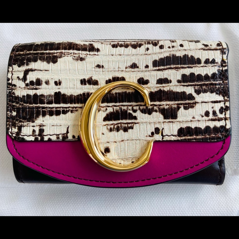 Authenic Chloe C Mini Tri Fold Emboss Wallet - Picture 2 of 9